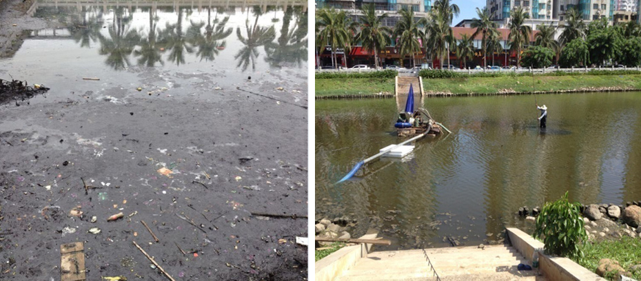 白沙河底泥氧化效果實景拍攝